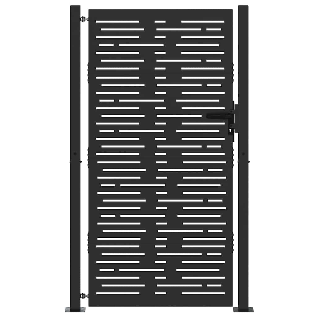 Vidaxl tuinpoort met slot zwart 110 x 205 cm gepoedercoat staal