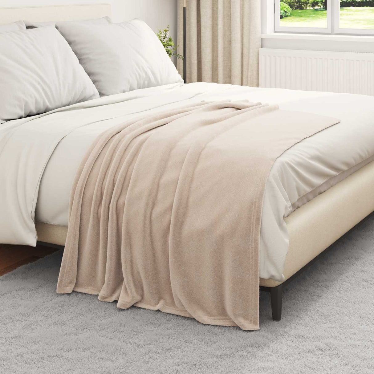 Vidaxl gooi deken beige 130 x 150 cm fleece