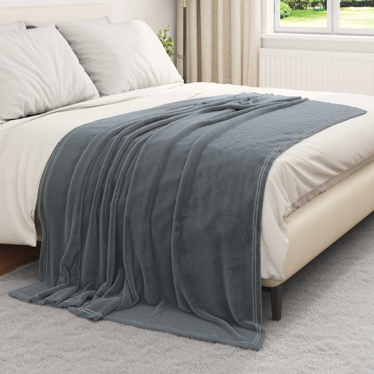 Vidaxl gooi deken donkergrijs 150 x 200 cm fleece
