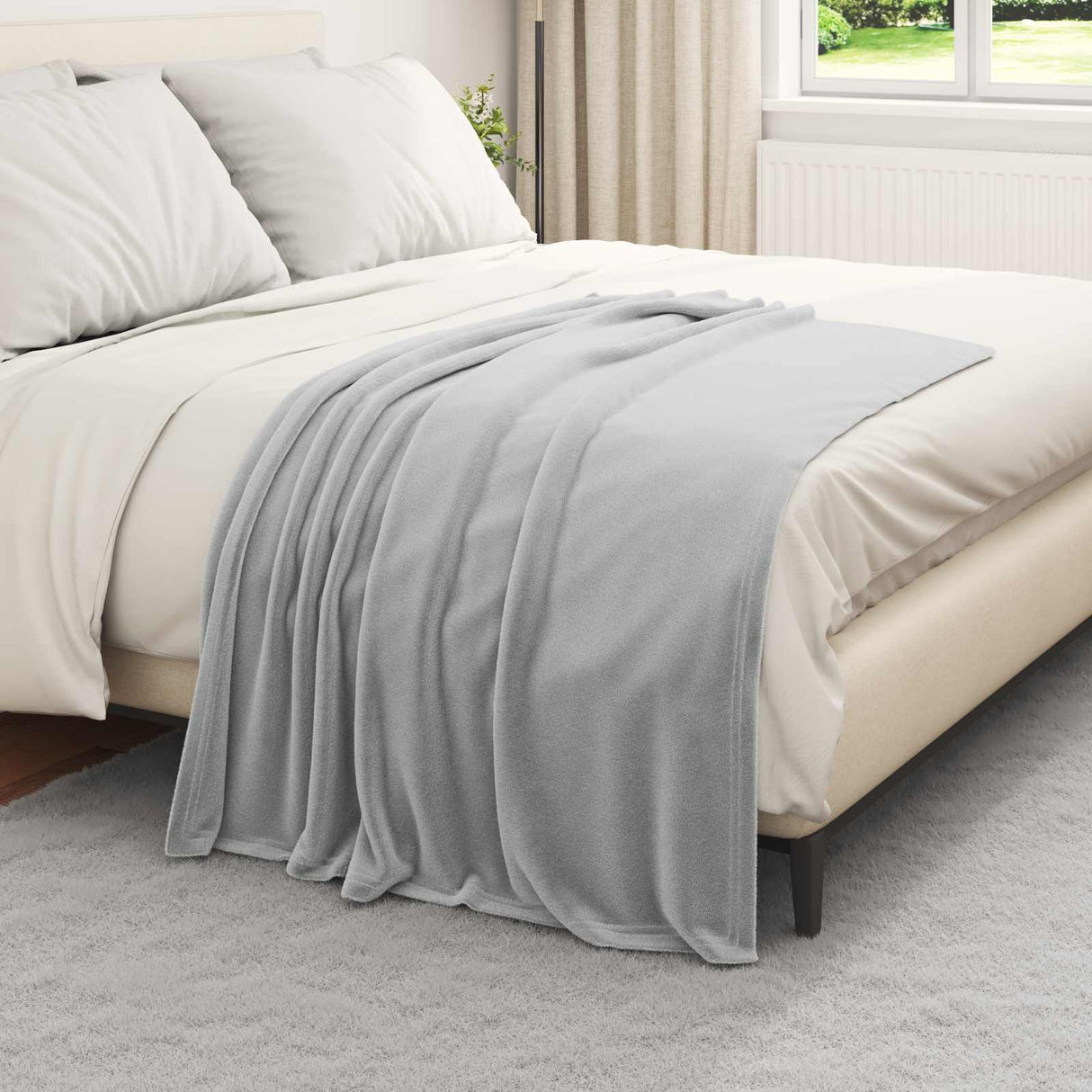 Vidaxl gooi deken grijs 130 x 150 cm fleece