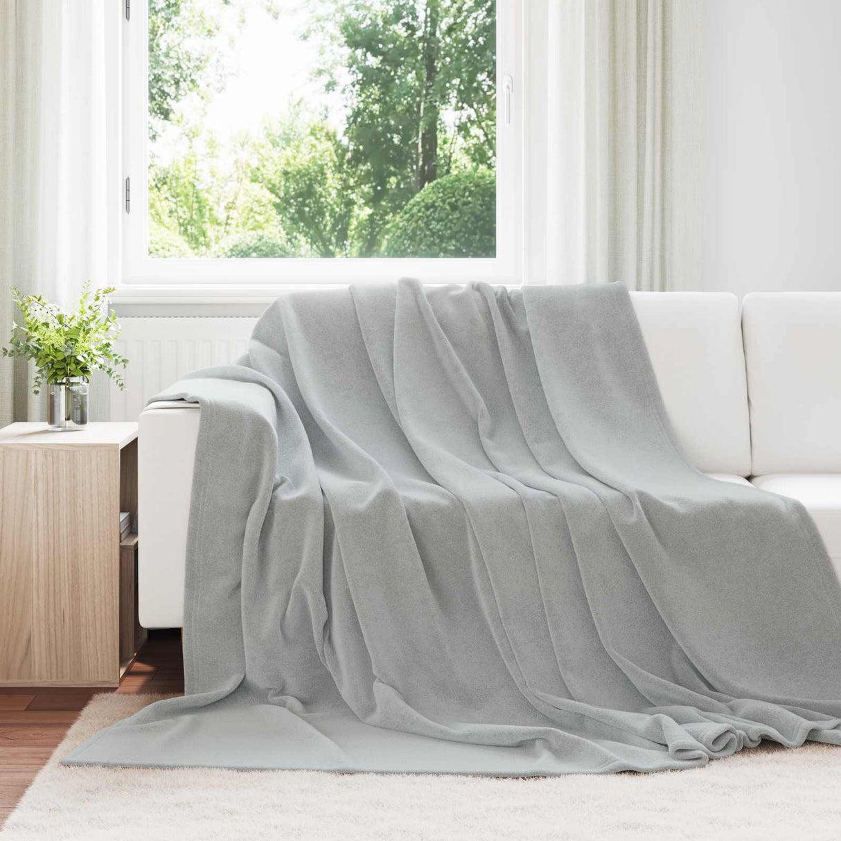 Vidaxl gooi deken grijs 220 x 240 cm fleece