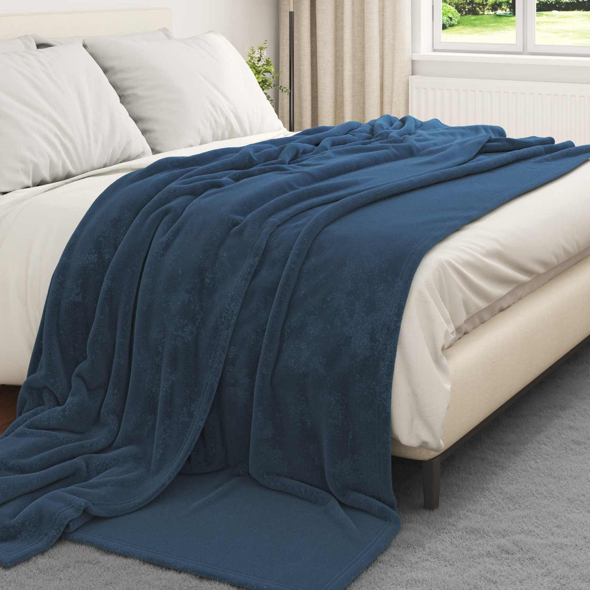 Vidaxl gooi deken marineblauw 220 x 240 cm fleece