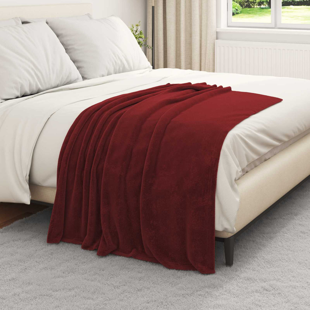 Vidaxl gooi deken bordeaux rood 130 x 150 cm fleece