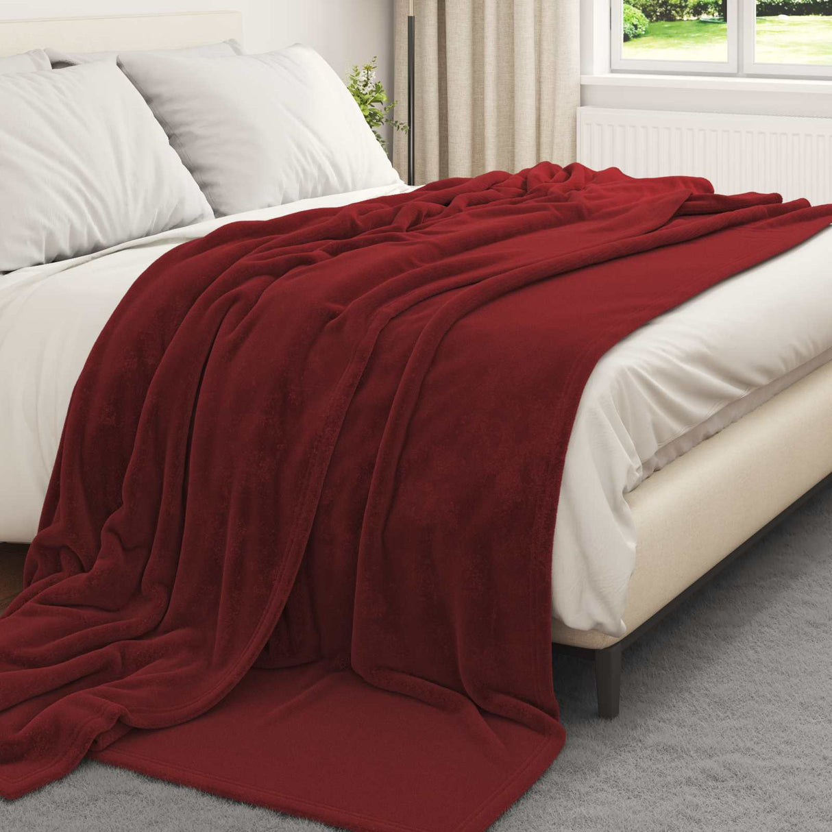 Vidaxl gooi deken bordeaux rood 220 x 240 cm fleece