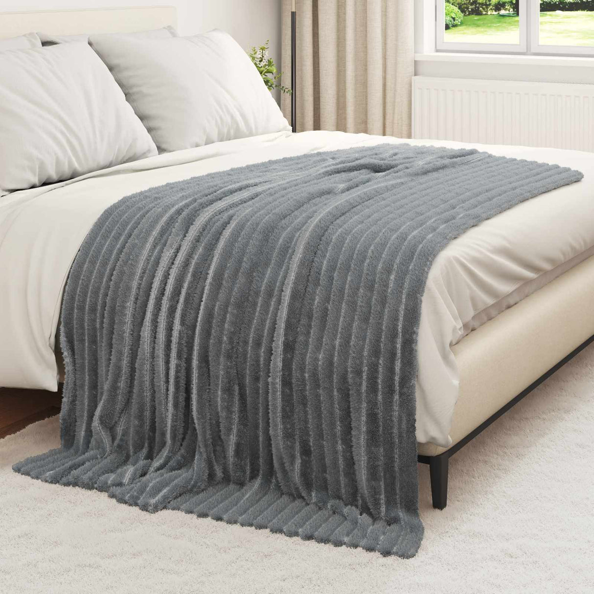 Vidaxl gooi deken donkergrijs 200 x 150 cm fleece