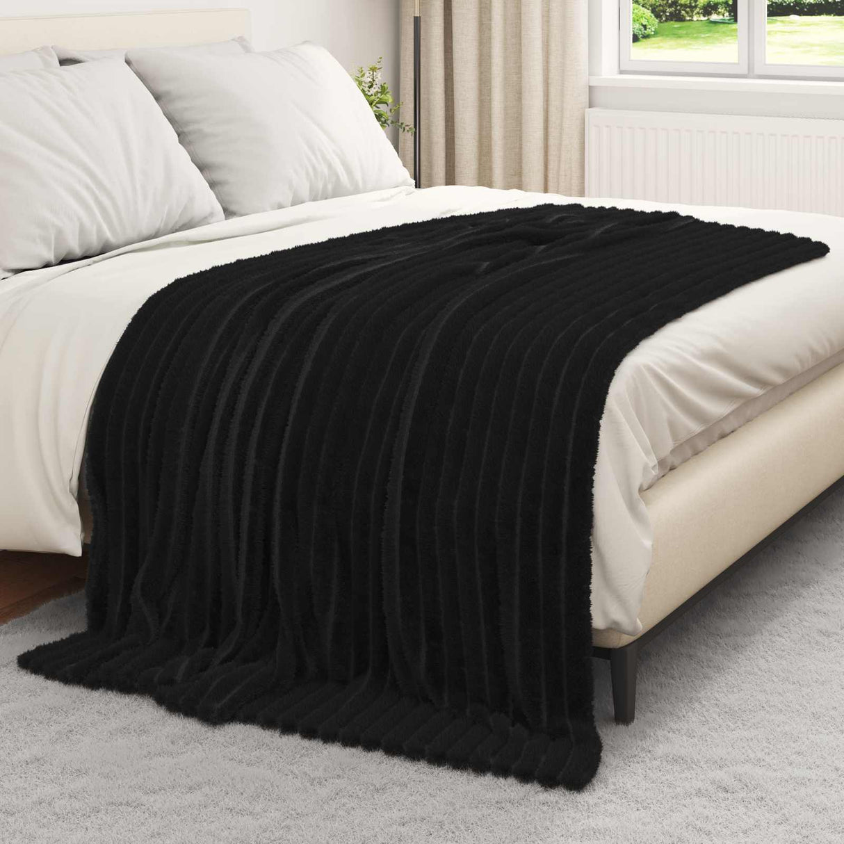 Vidaxl gooi deken zwart 200 x 150 cm fleece