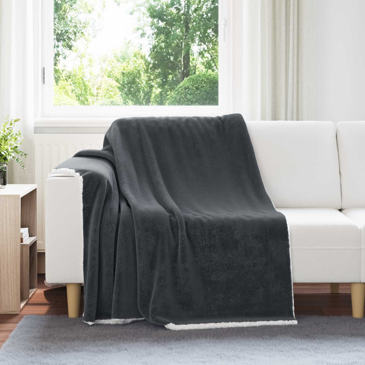 Vidaxl gooi deken donkergrijs 150 x 200 cm fleece