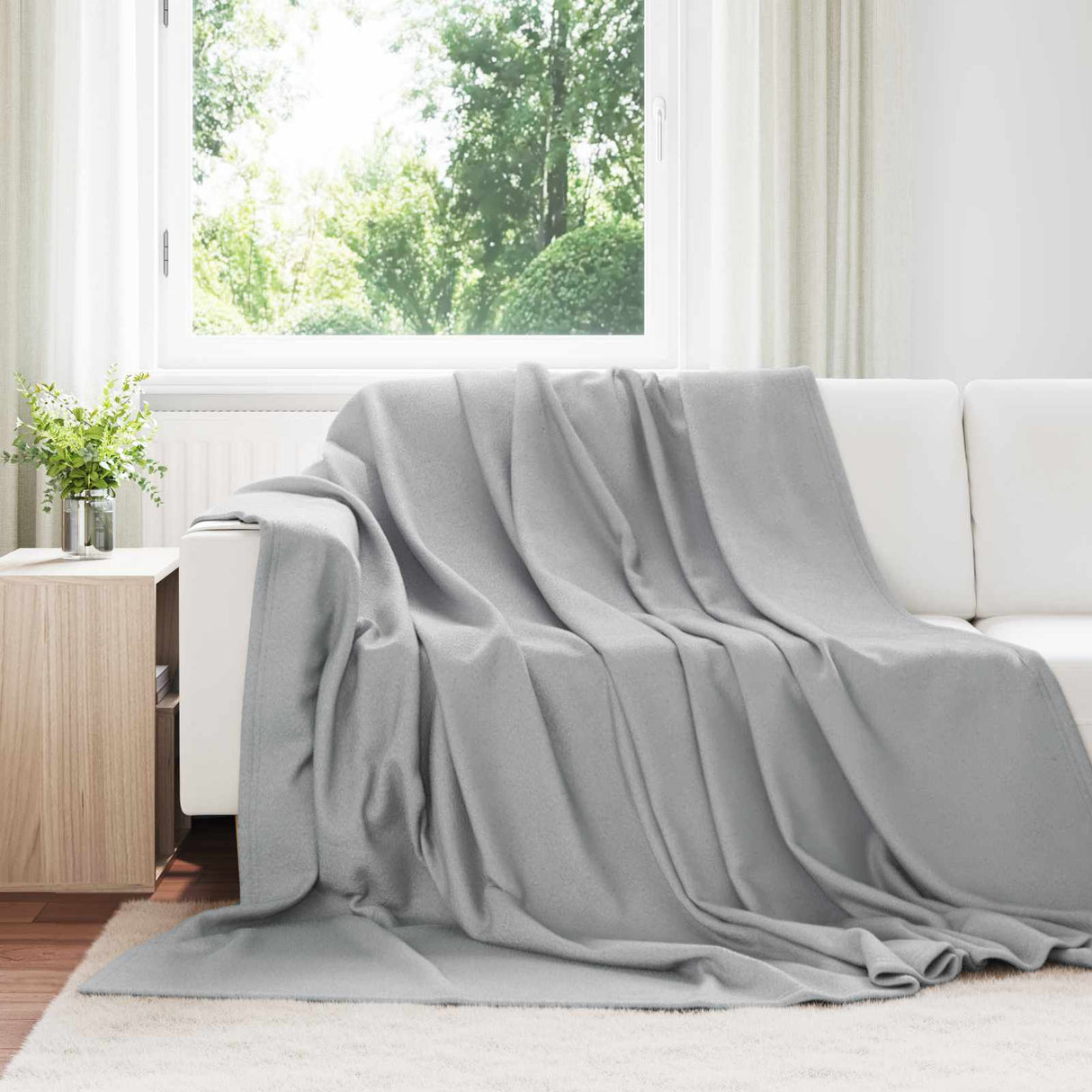 Vidaxl gooi deken grijs 270 x 240 cm fleece