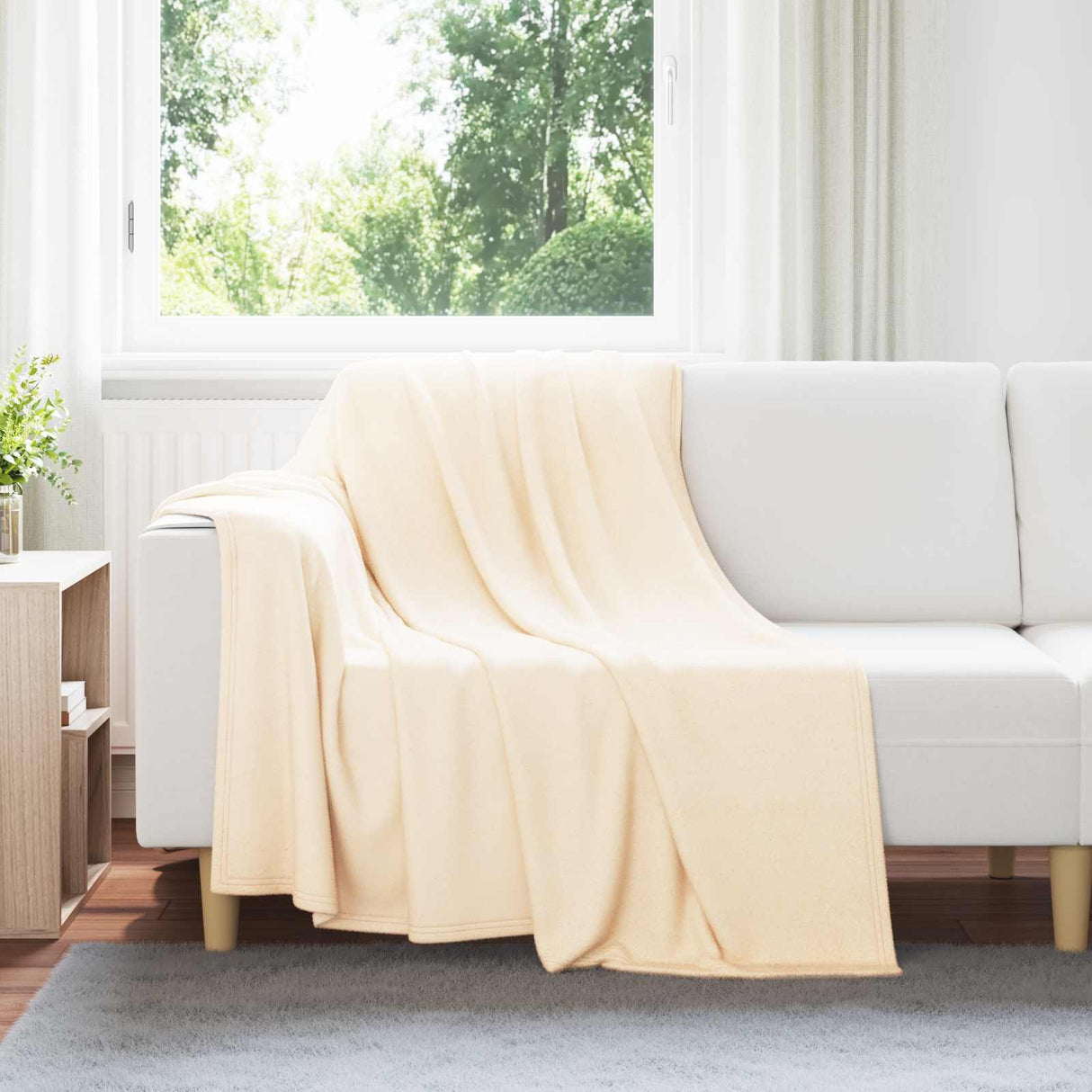 Vidaxl gooi deken crème 200 x 150 cm fleece