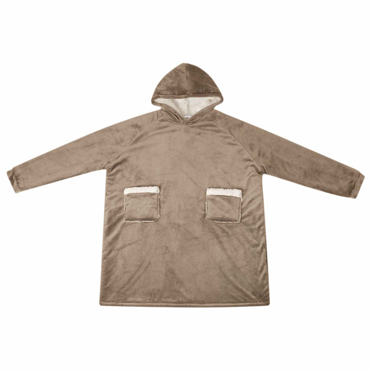 Vidaxl deken hoodie kameel m fleece en flanel