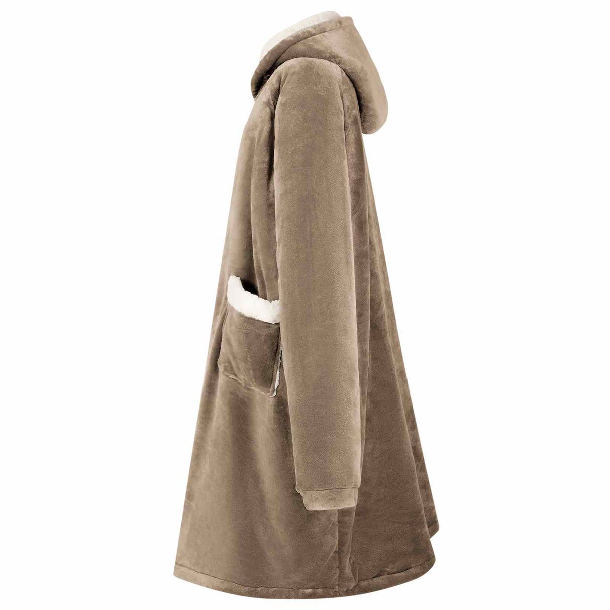 Vidaxl deken hoodie kameel m fleece en flanel