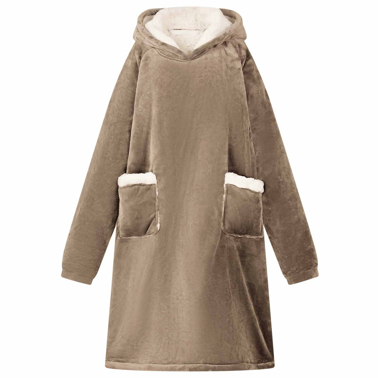 Vidaxl deken hoodie kameel l fleece en flanel