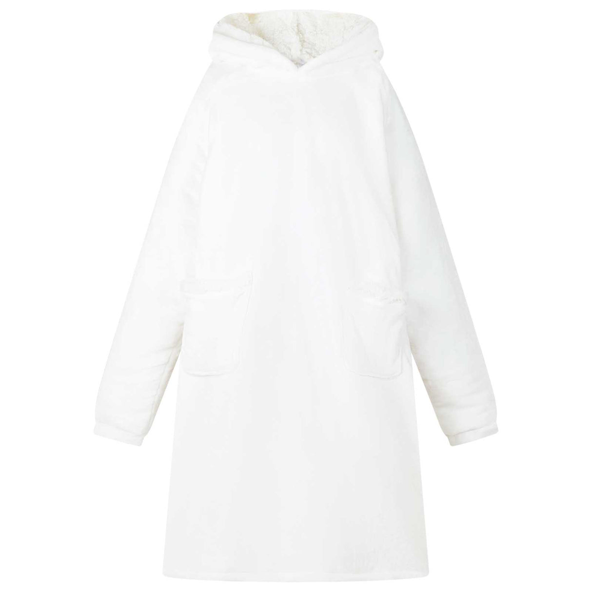Vidaxl deken hoodie wit l fleece en flanel