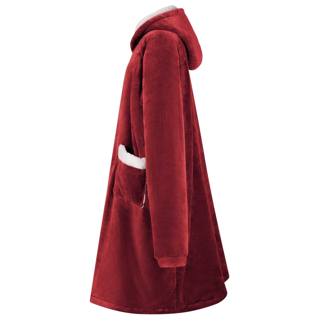 Vidaxl deken hoodie bordeaux rood m fleece en flanel