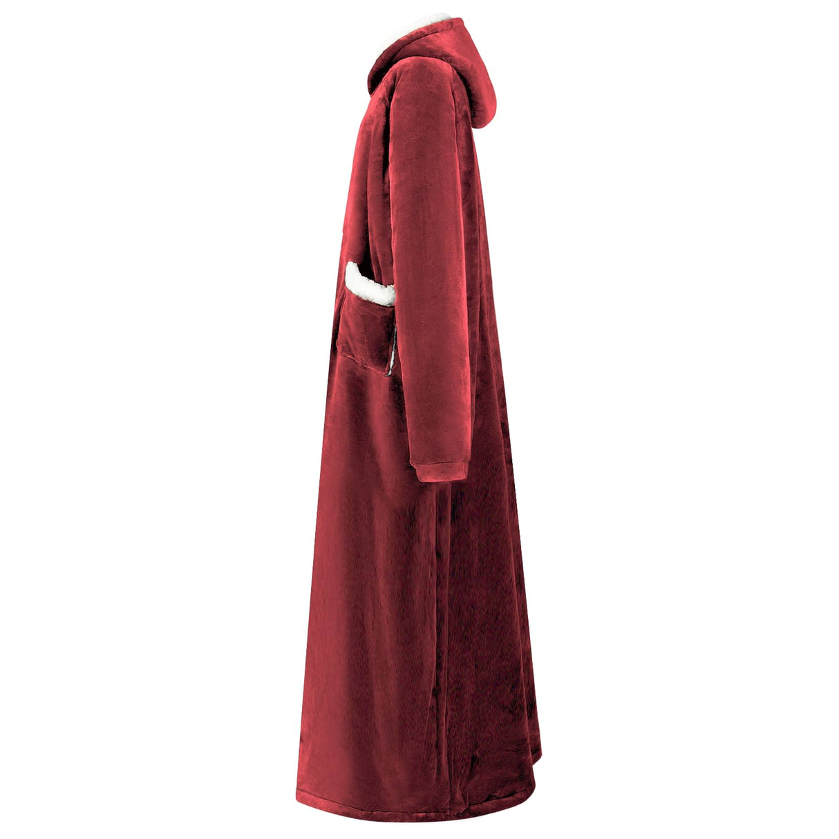 Vidaxl deken hoodie bordeaux rood m fleece en flanel