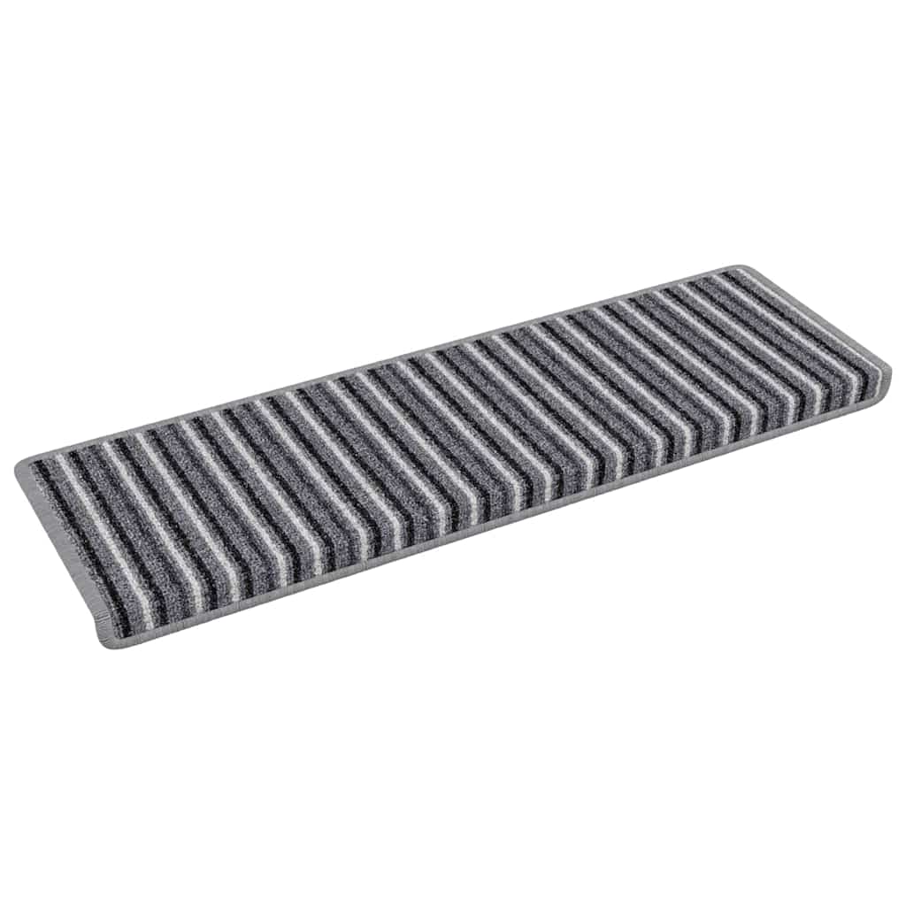 Vidaxl zelfklevende trapmatten gestreept 15 pcs grijs 65 x 21 x 4 cm