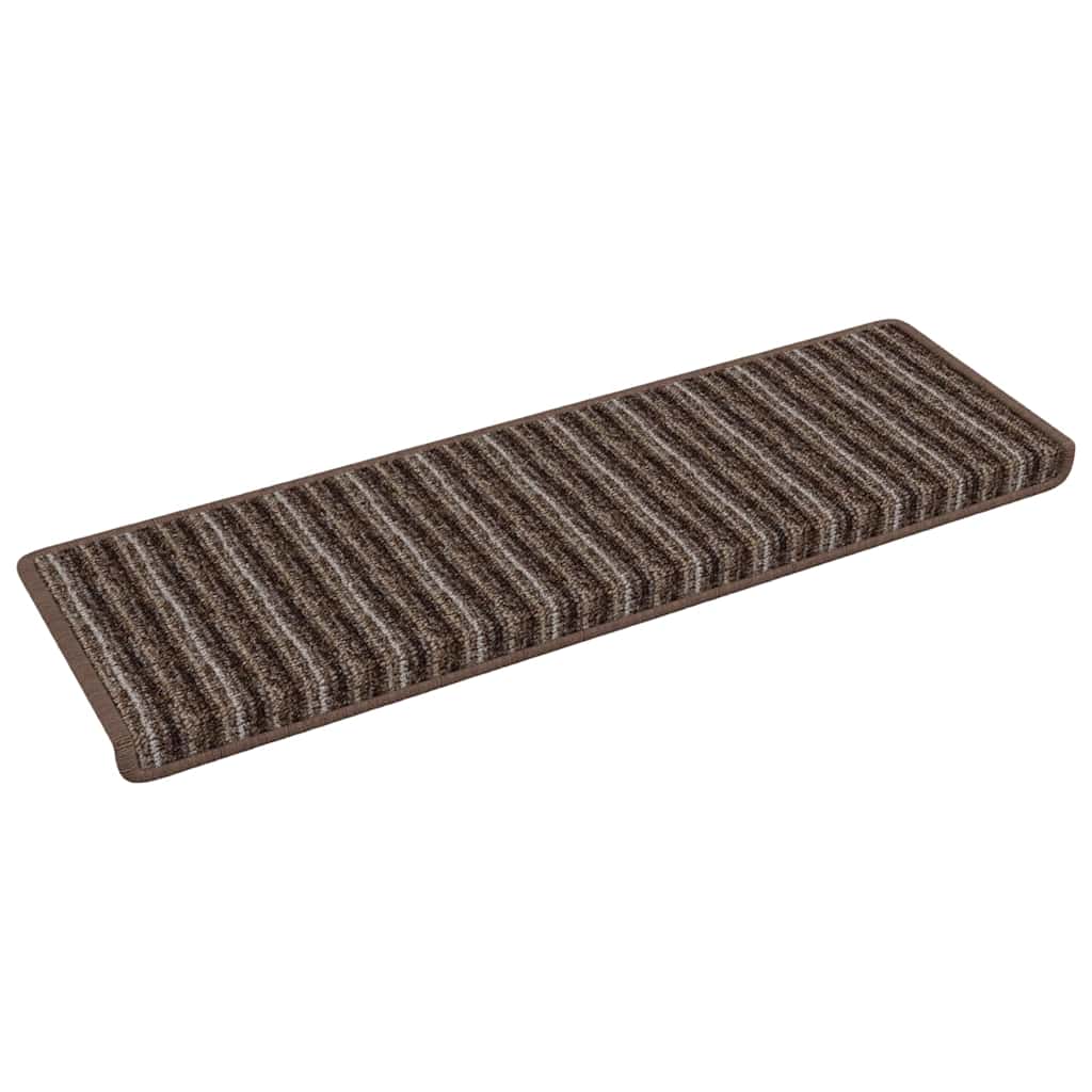 Vidaxl zelfklevende trapmatten gestreept 15 pcs bruin 65 x 21 x 4 cm