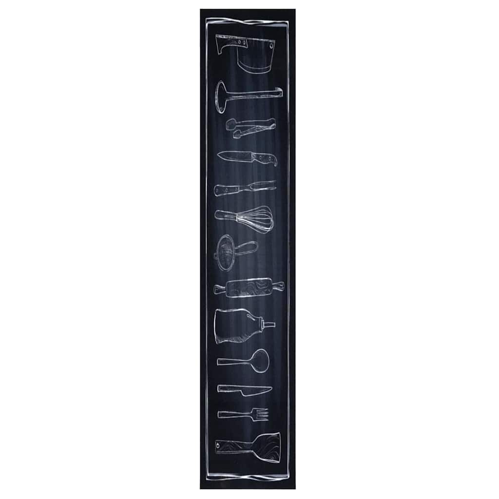 Vidaxl keuken vloerkleed zwart 300 x 60 cm fluweel
