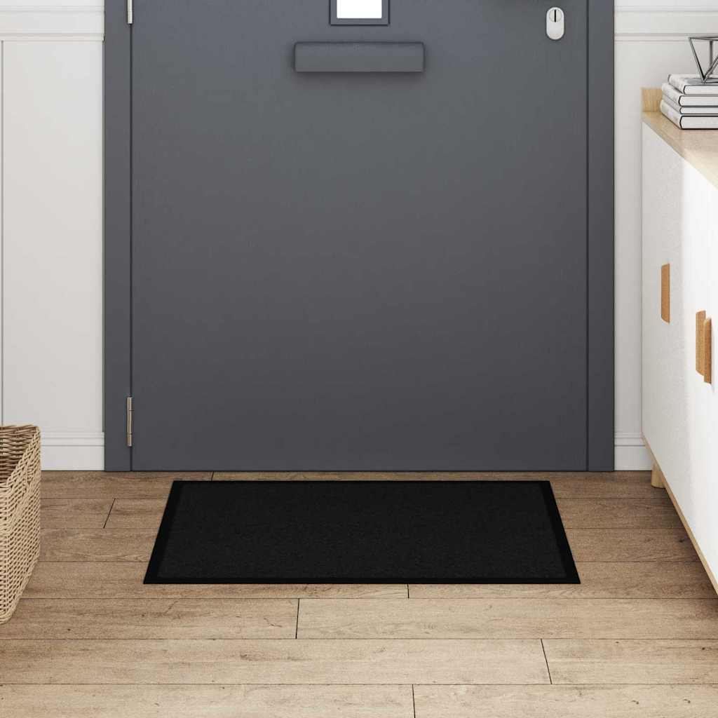 Vidaxl deurmat zwart 60 x 40 x 1.2 cm teddy stof