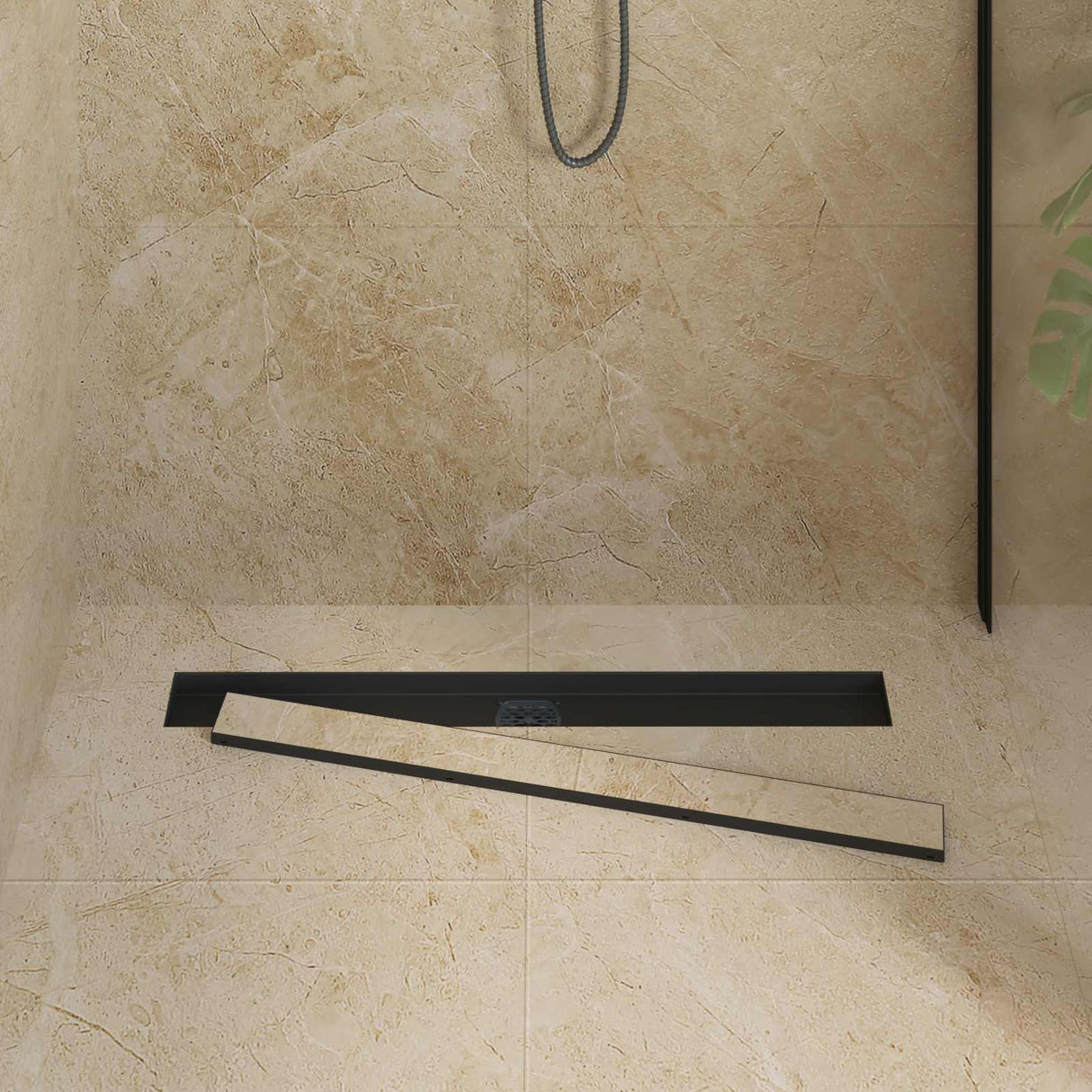 Vidaxl doucheafvoer 2-in-1 met 360° sifon zwart 80 cm