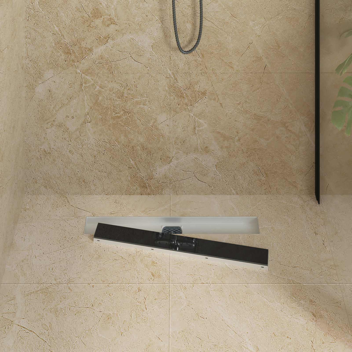 Vidaxl doucheafvoer glasdeksel met 360° sifon zwart 60 cm