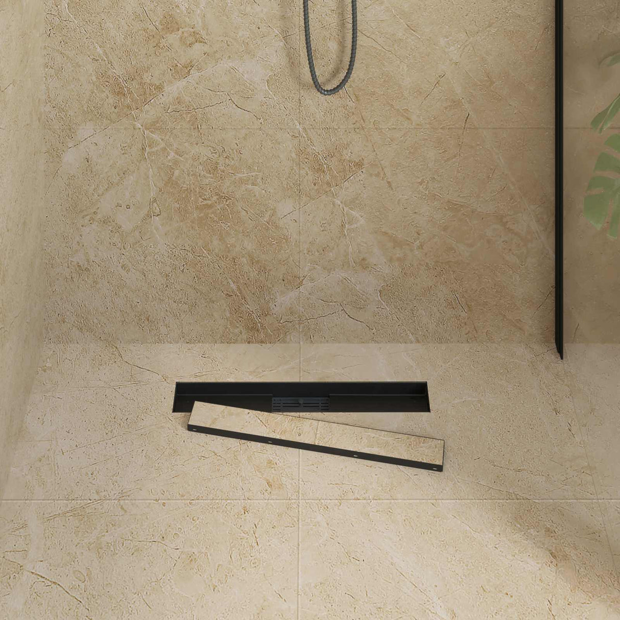 Vidaxl 2 in 1 doucheafvoer zwart 60 cm roestvrij staal 304
