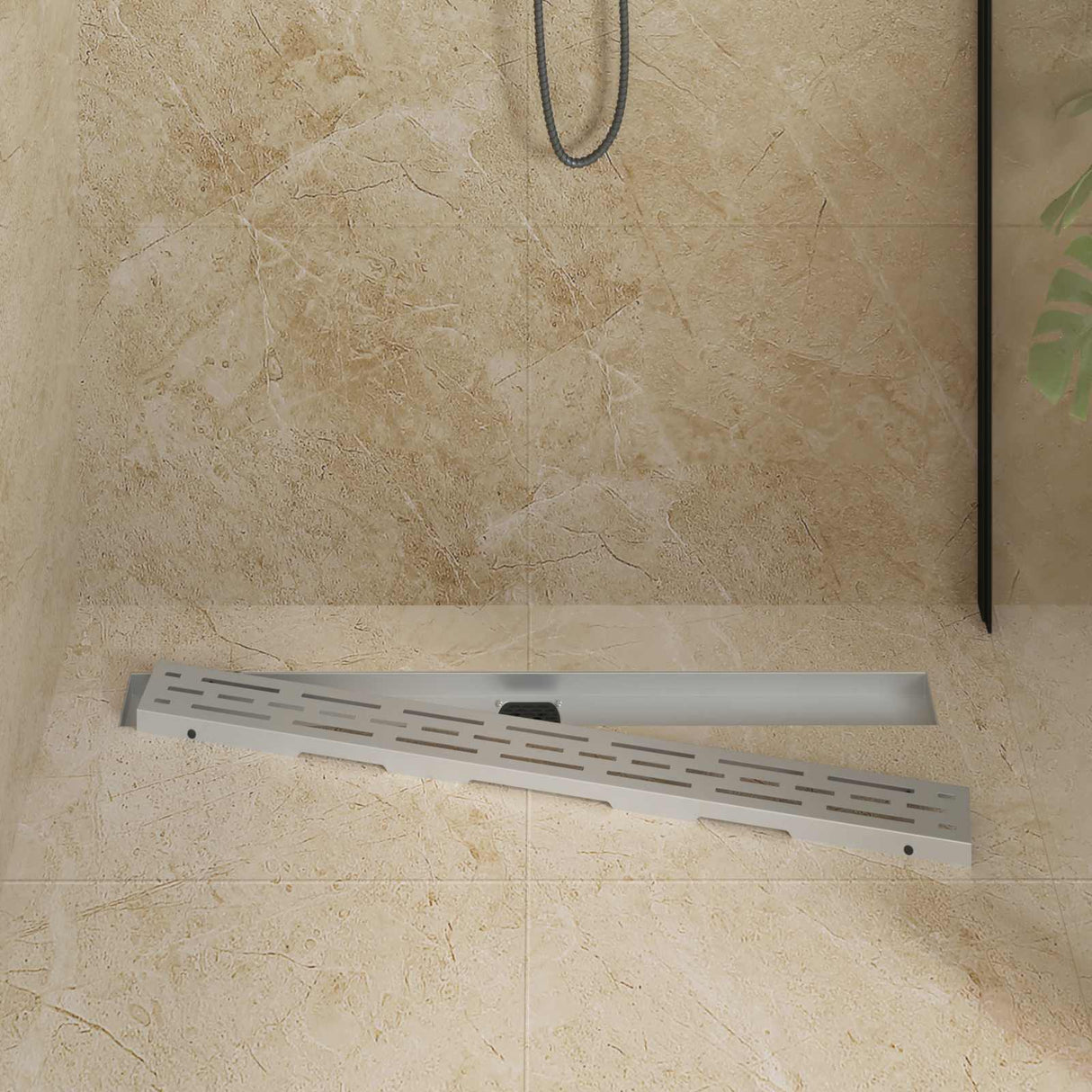 Vidaxl doucheafvoer glasdeksel met 360° sifon zilver 90 cm