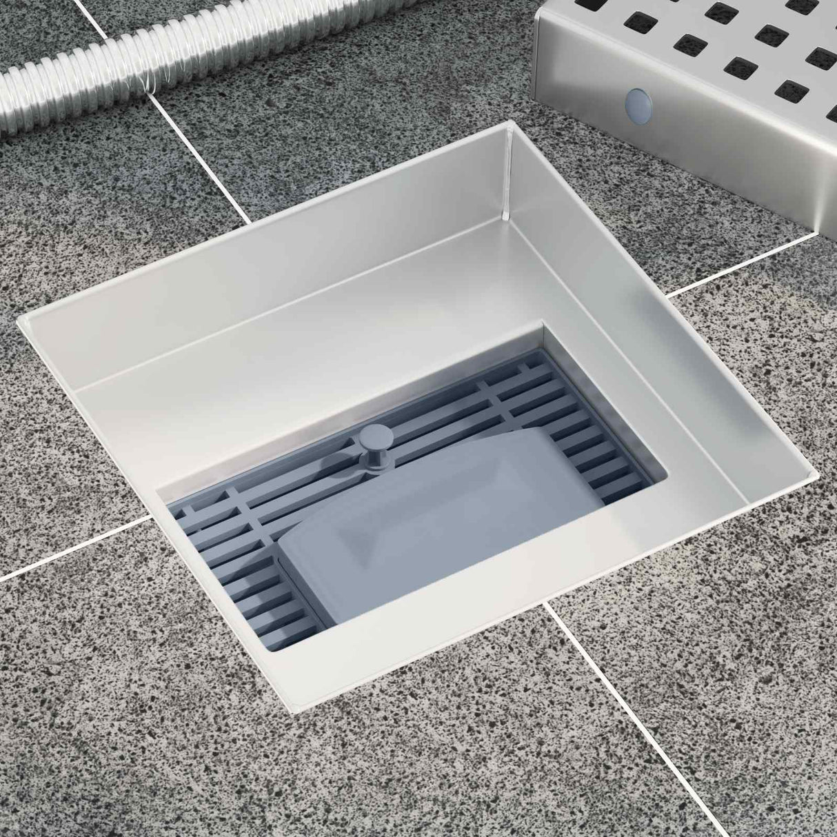 Vidaxl dot doucheafvoer zilver 15 x 15 cm roestvrij staal 304