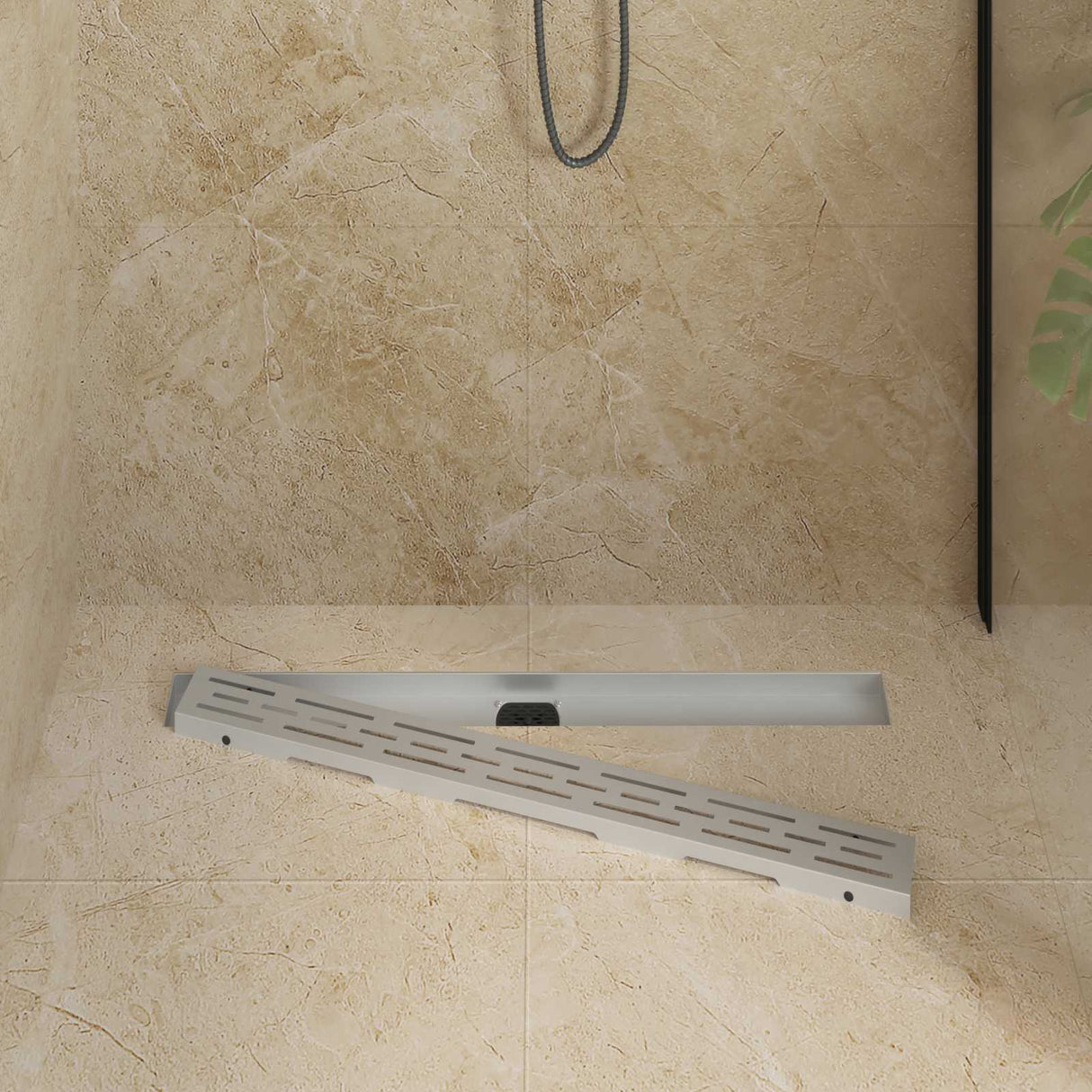 Vidaxl doucheafvoer glasdeksel met 360° sifon zilver 80 cm