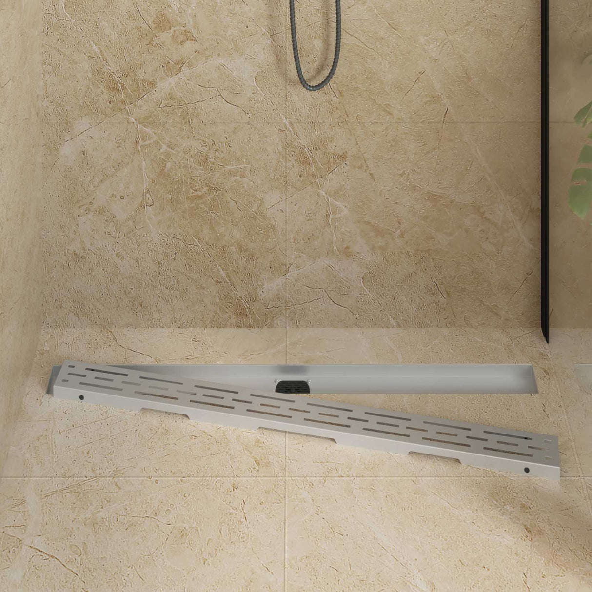 Vidaxl doucheafvoer glasdeksel met 360° sifon zilver 100 cm