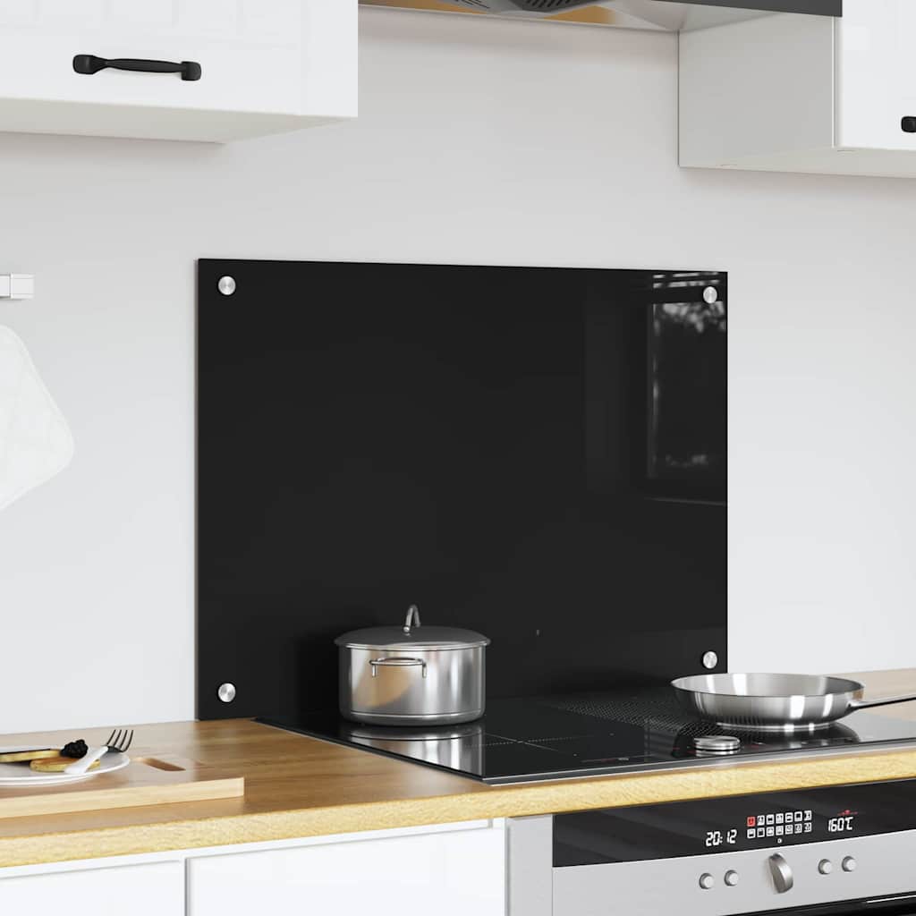 Vidaxl keuken achterwand zwart 70 x 50 cm gehard glas