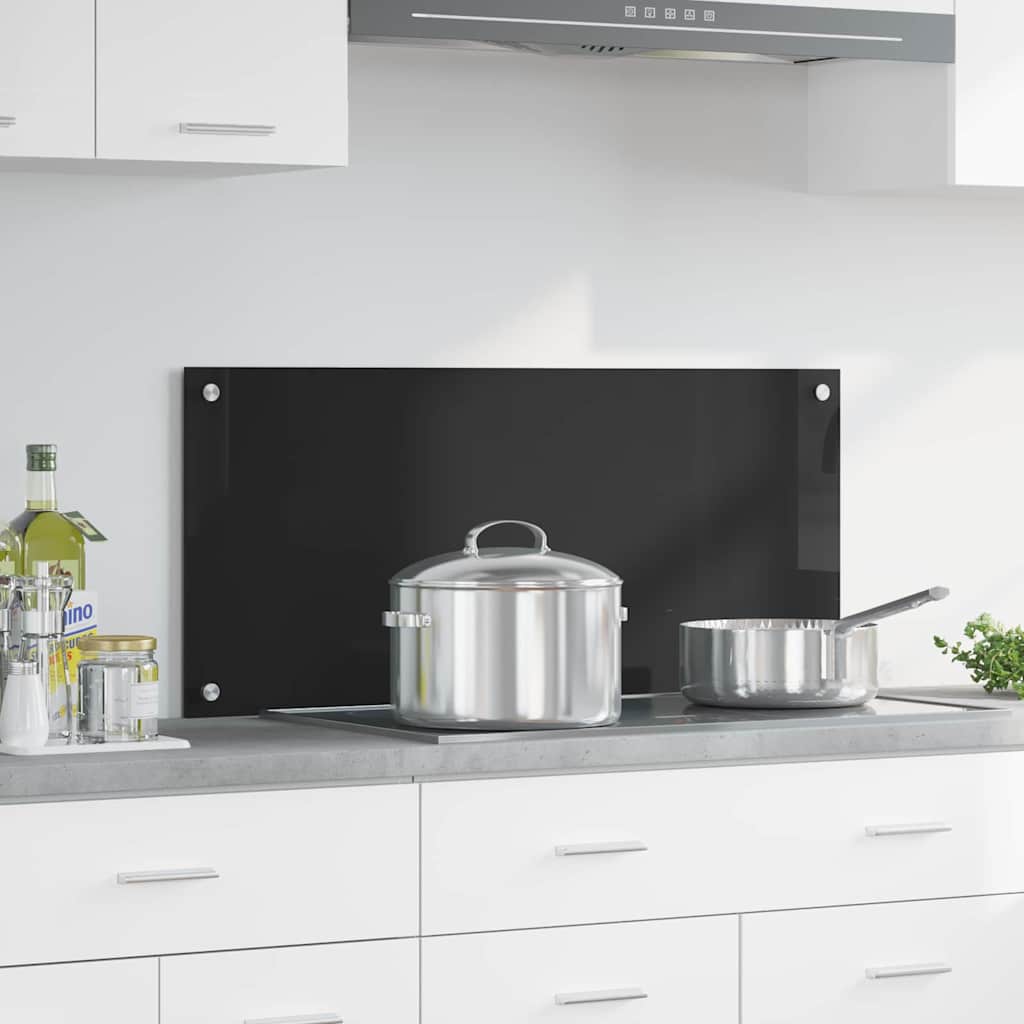 Vidaxl keuken achterwand zwart 90 x 40 cm gehard glas