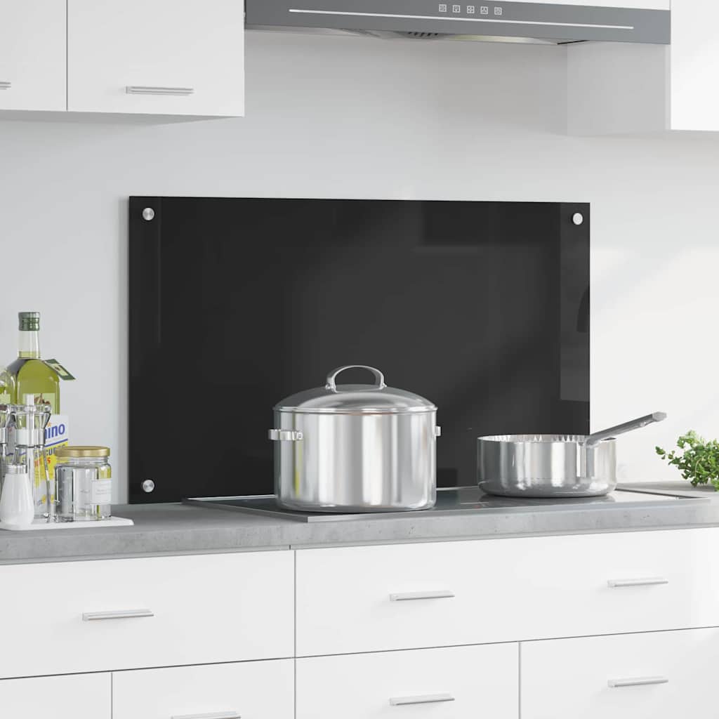 Vidaxl keuken achterwand zwart 90 x 50 cm gehard glas
