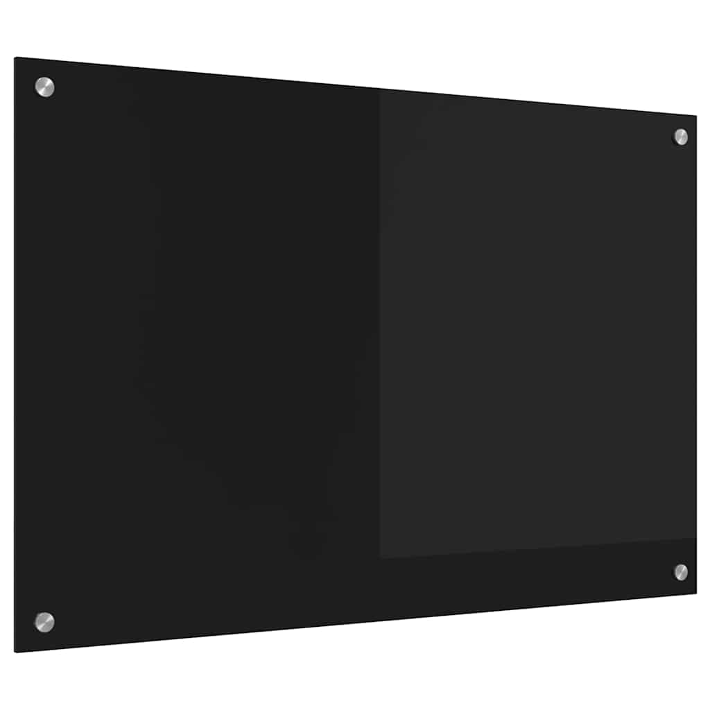 Vidaxl keuken achterwand zwart 90 x 60 cm gehard glas