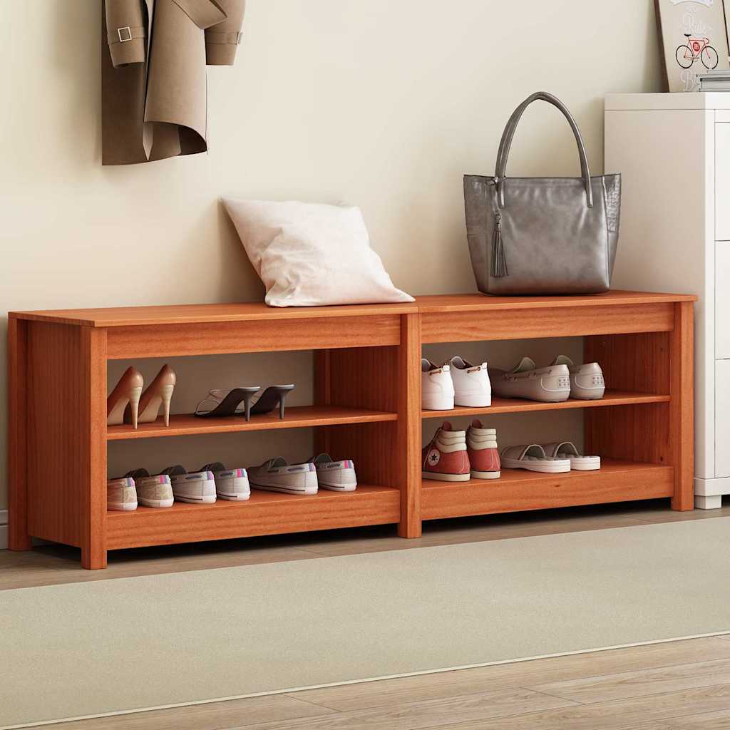 Vidaxl schoenenbank met plank met opslag wasbruin 160 x 36,5 x 50 cm
