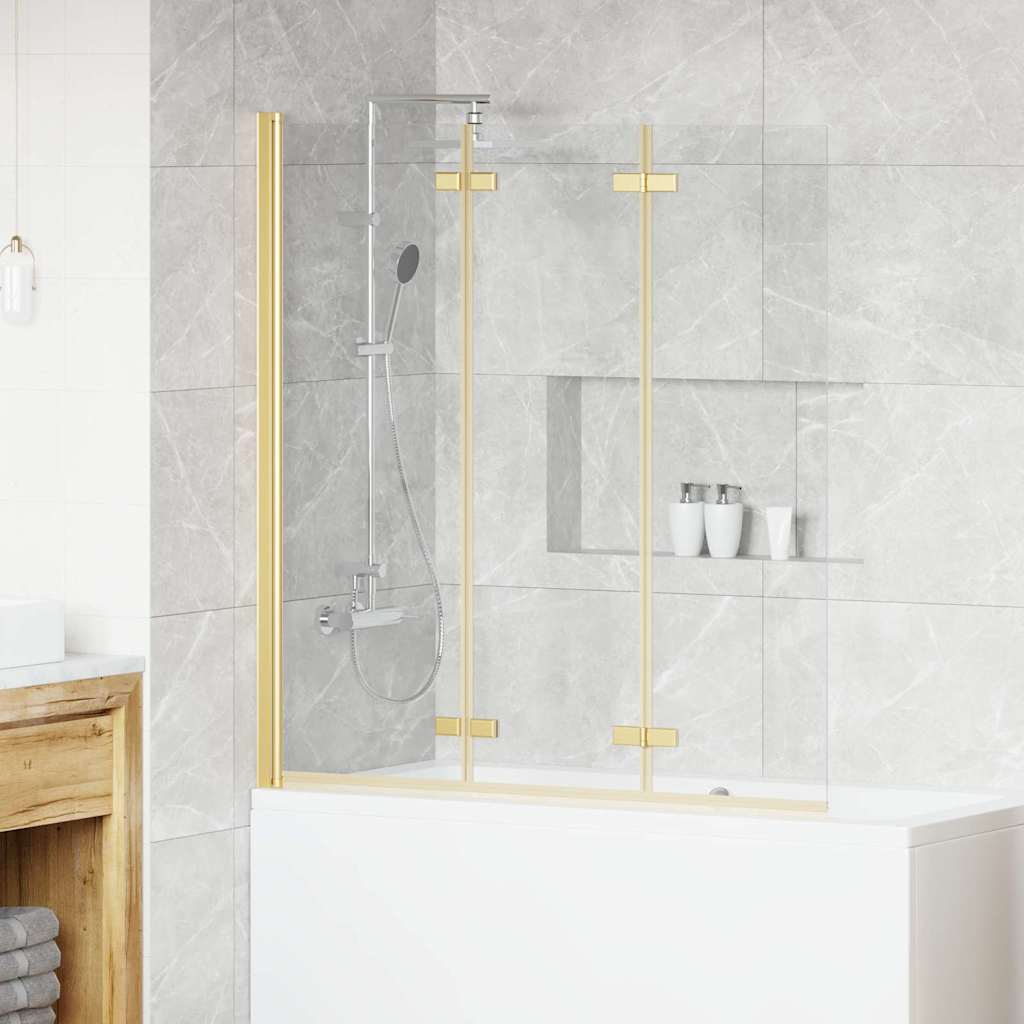 Vidaxl douche omhulsel goud 130 x 138 cm esg-glas en aluminium
