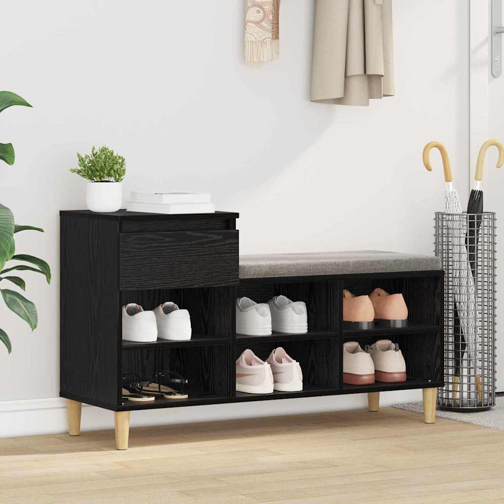 Vidaxl schoenenkast met lade zwart eiken 102 x 36 x 60 cm bewerkt hout
