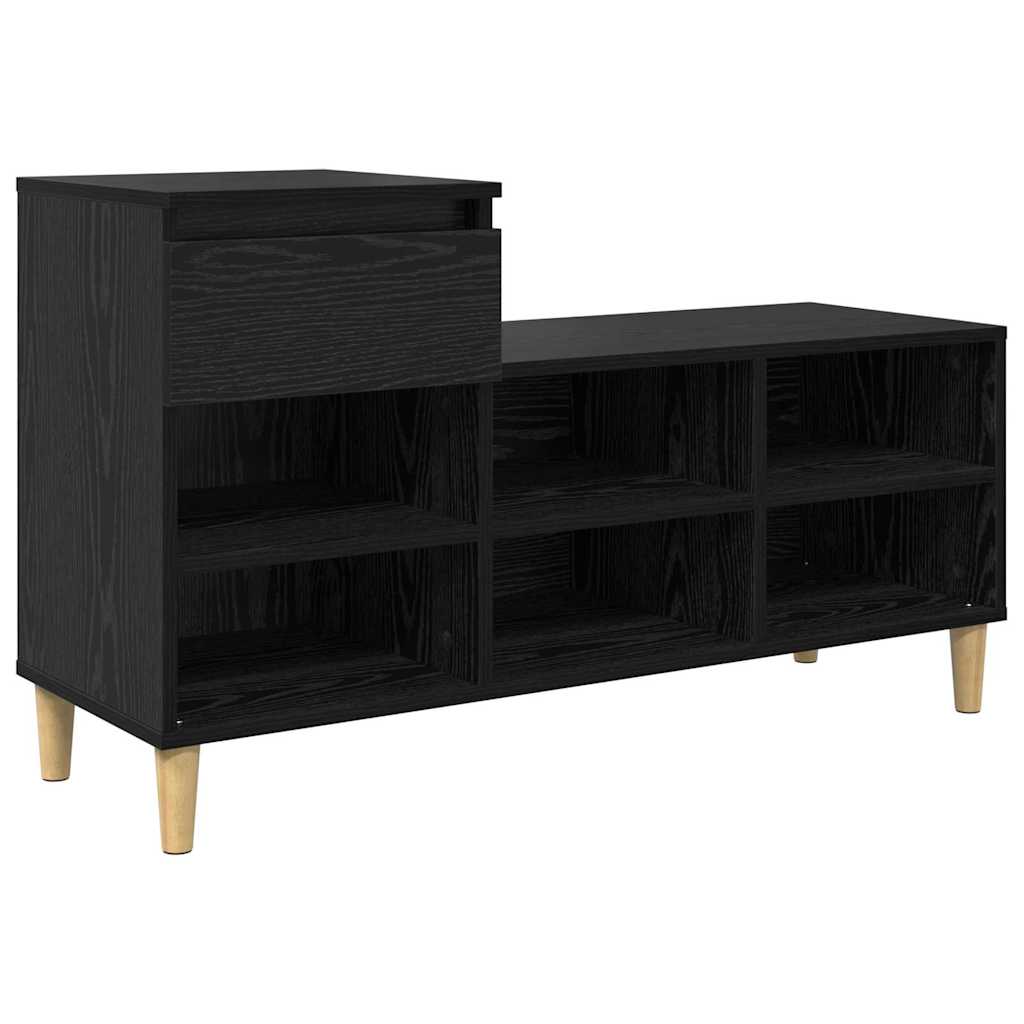 Vidaxl schoenenkast met lade zwart eiken 102 x 36 x 60 cm bewerkt hout
