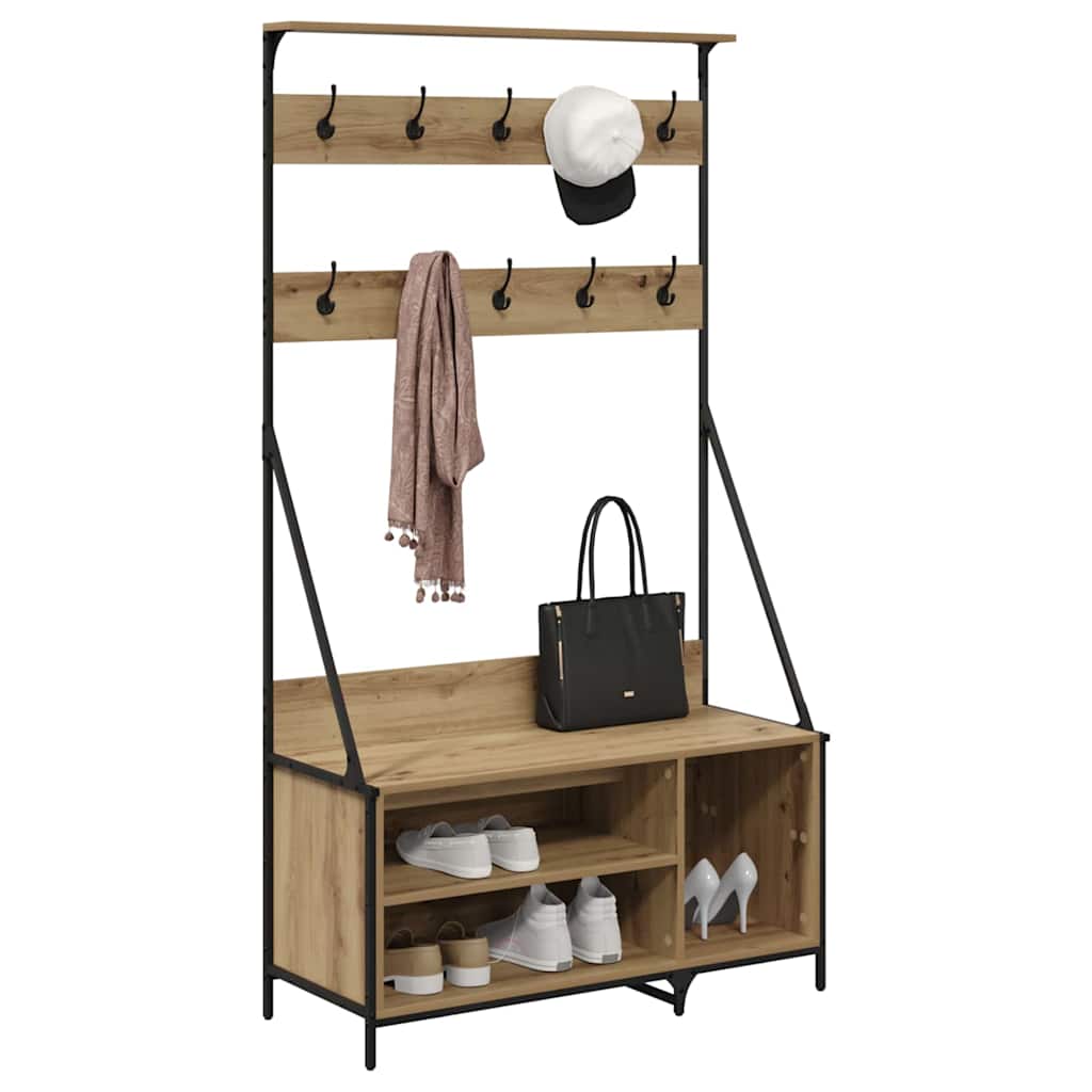 Vidaxl kledingrek artisan eiken 100 x 41 x 184 cm bewerkt hout