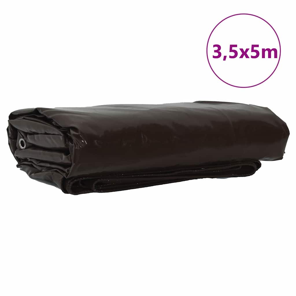 Vidaxl zeil 650g m² bruin 3,5 x 5 m canvas met pvc-coating