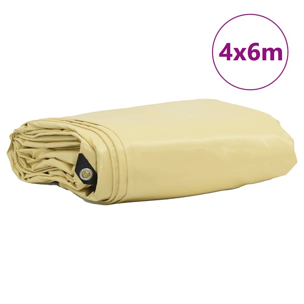 Vidaxl zeil 650g m² beige 4 x 6 m canvas met pvc-coating
