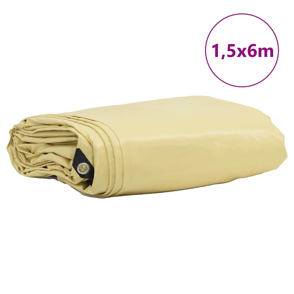 Vidaxl zeil 650g m² beige 1,5 x 6 m canvas met pvc-coating