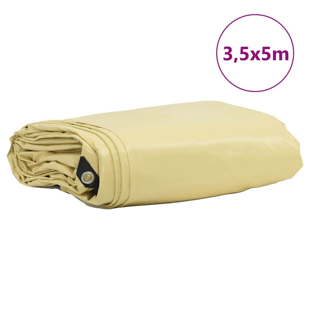 Vidaxl zeil 650g m² beige 3,5 x 5 m canvas met pvc-coating