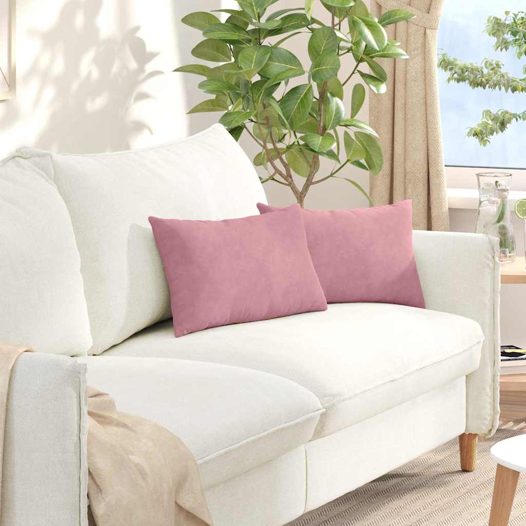Vidaxl sofa kussens 2 stuks roze 50 x 30 cm cordstof