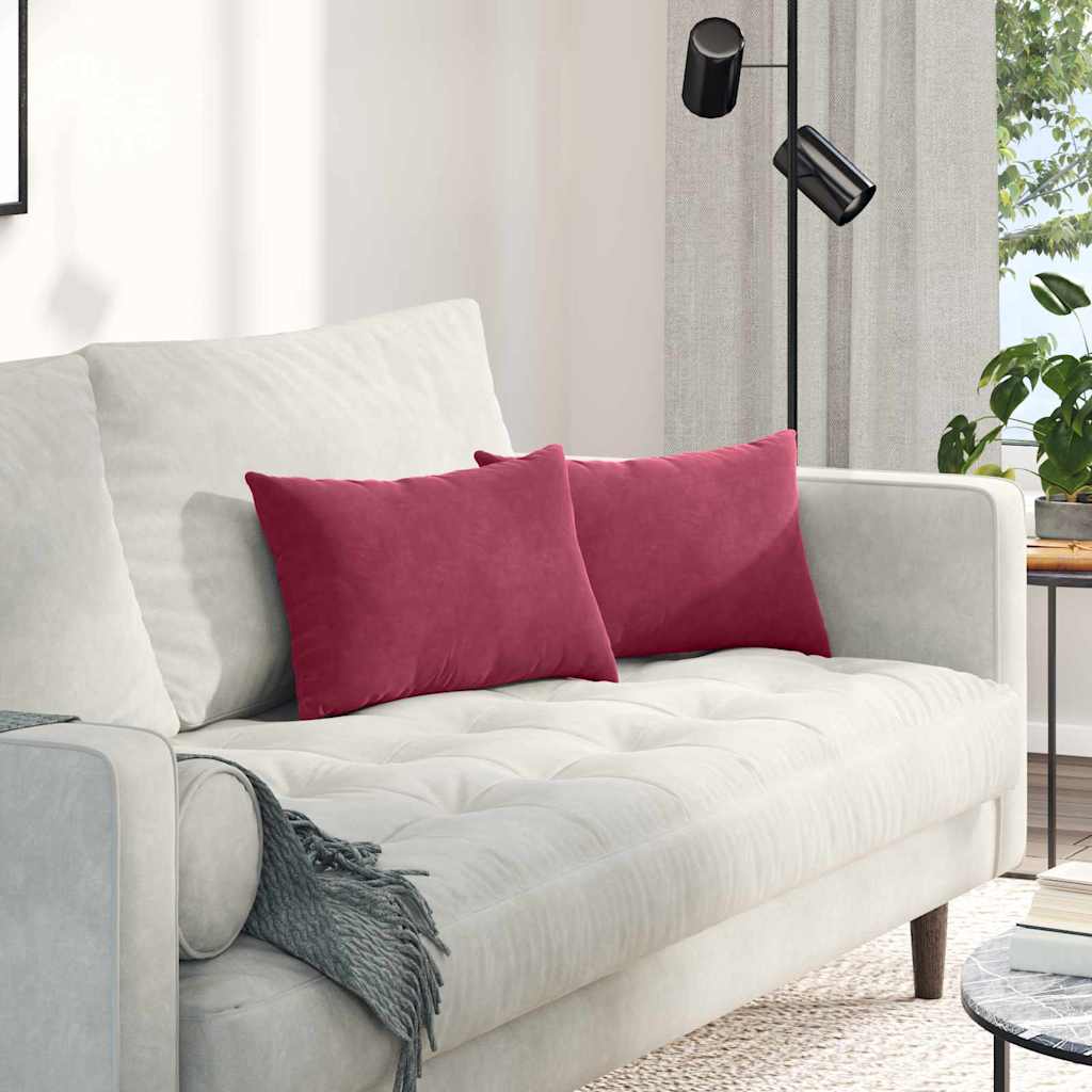 Vidaxl sofa kussens 2 stuks wijnrood 50 x 30 cm cordstof