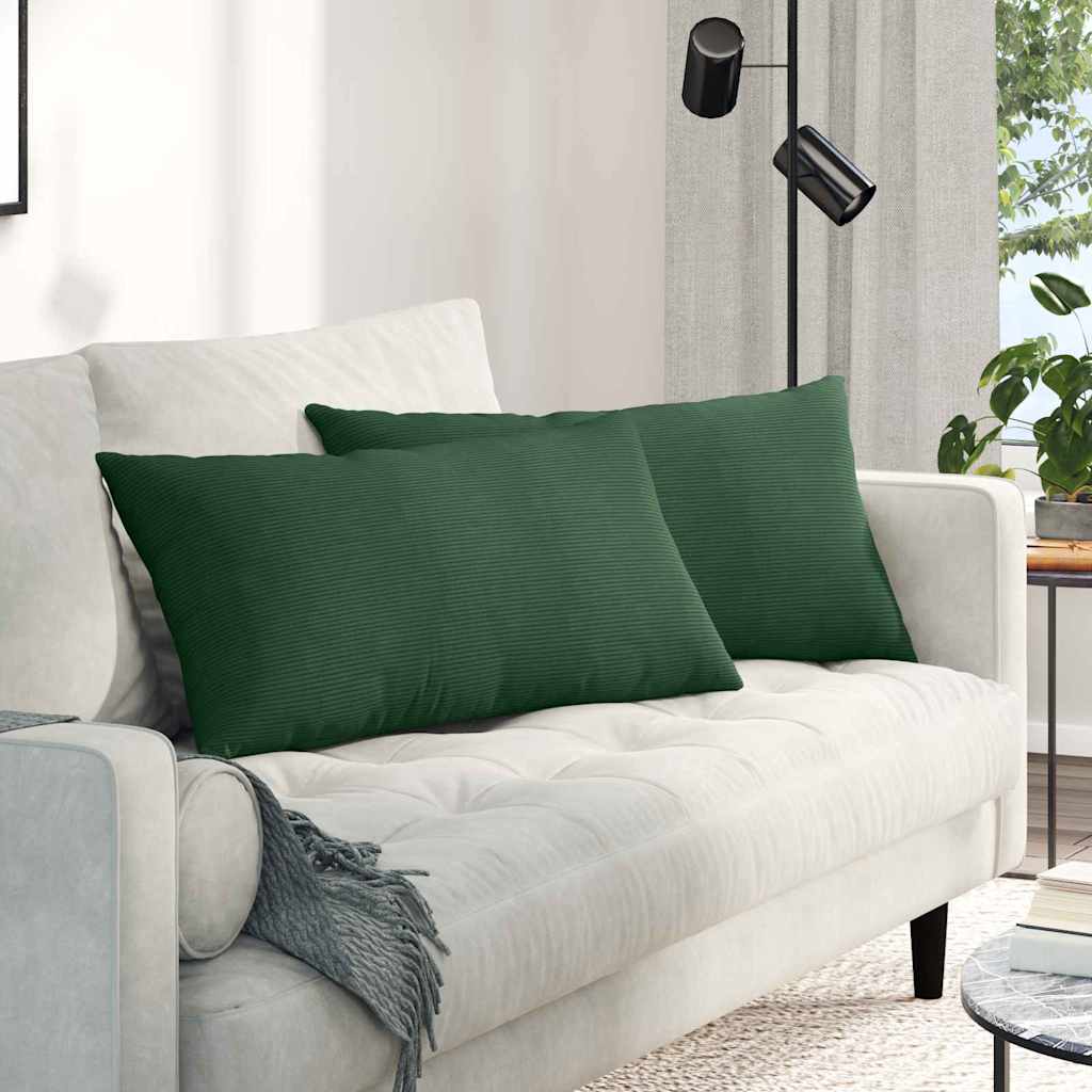 Vidaxl sofa kussens 2 stuks donkergroen 80 x 40 cm cordstof