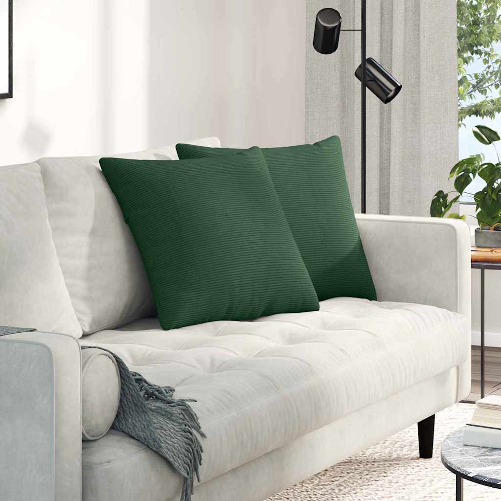 Vidaxl sofa kussens 2 stuks donkergroen 50 x 50 cm cordstof