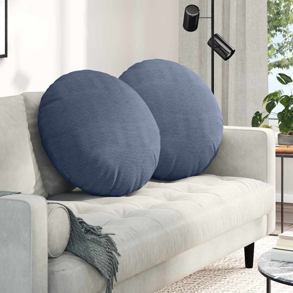 Vidaxl zitkussens 2 pcs blauw ø 60 cm katoen stof