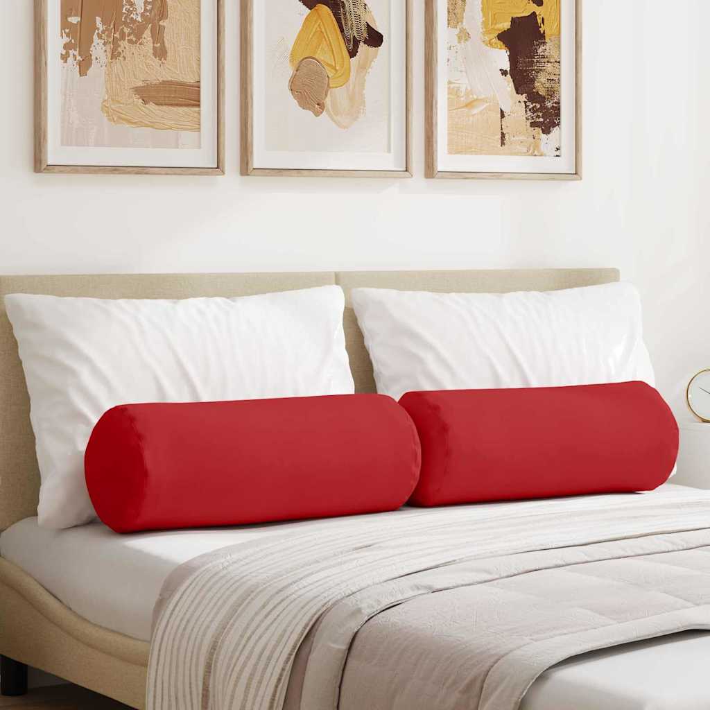 Vidaxl bolster kussens 2 stuks rood ø 25 x 70 cm stof