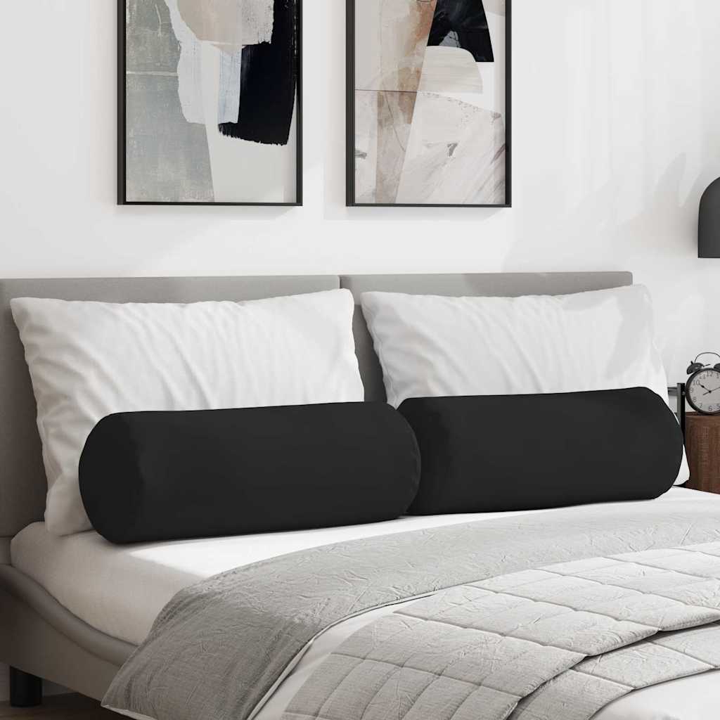 Vidaxl bolster kussens 2 stuks zwart ø 25 x 70 cm microvezel stof